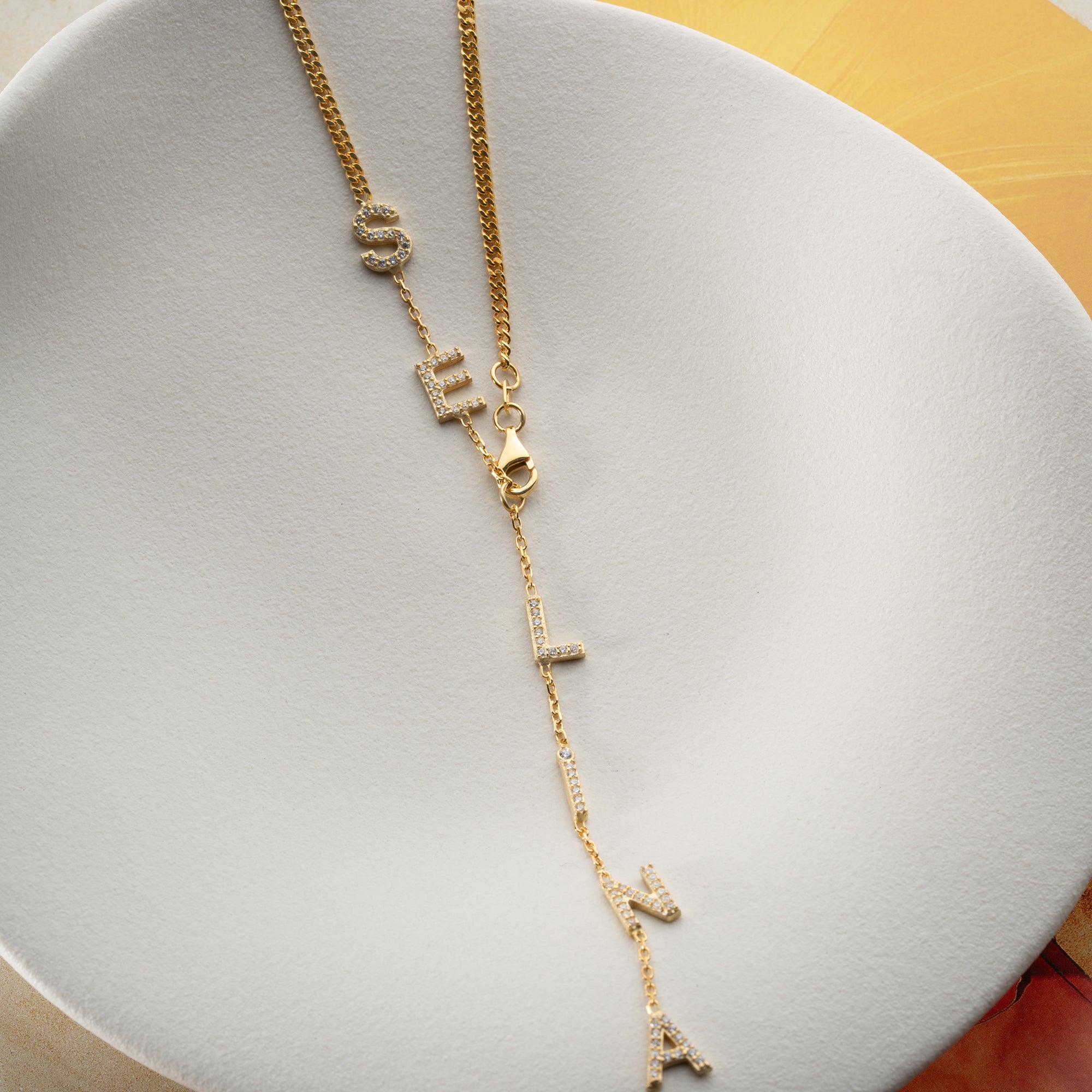 SOMMER NAMENSKETTE MIT ZIRKONIASTEIN | 925 SILBER