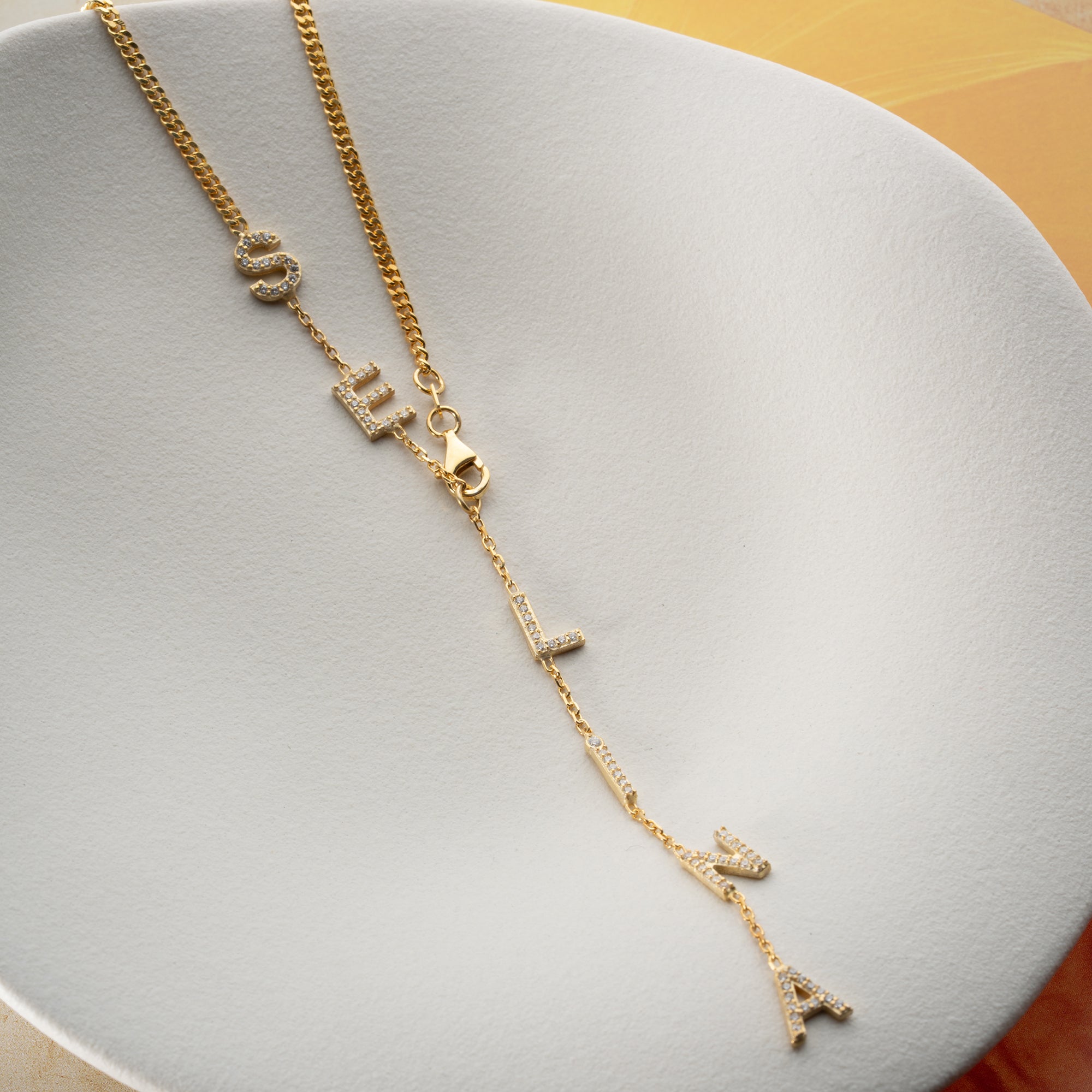 SOMMER NAMENSKETTE MIT ZIRKONIASTEIN | 925 SILBER