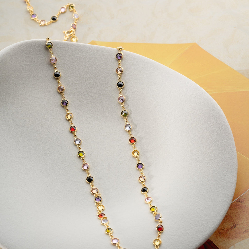 COLORFULL ZIRKONIA STEIN HALSKETTE aus 925 Silber - Eleganter Halskette - AURIME