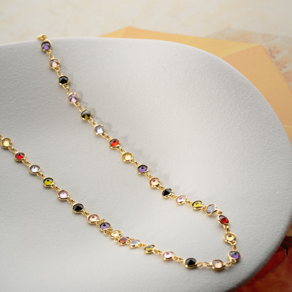 COLORFULL ZIRKONIA STEIN HALSKETTE aus 925 Silber - Eleganter Halskette - AURIME