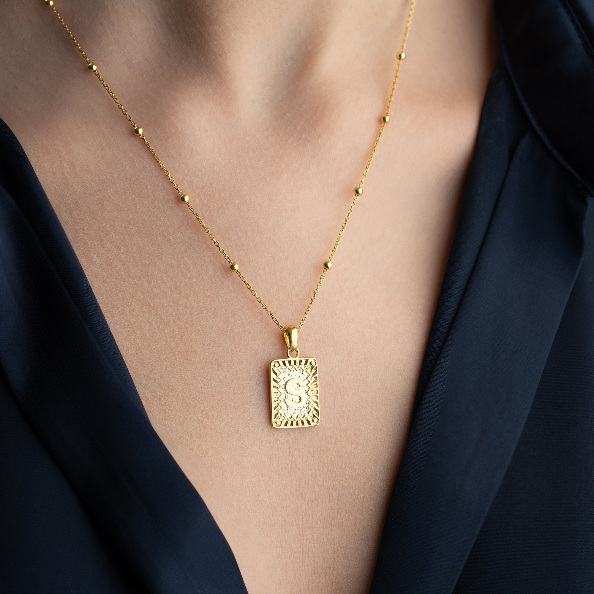 VINTAGE LETTER NECKLACE | 925 SILBER