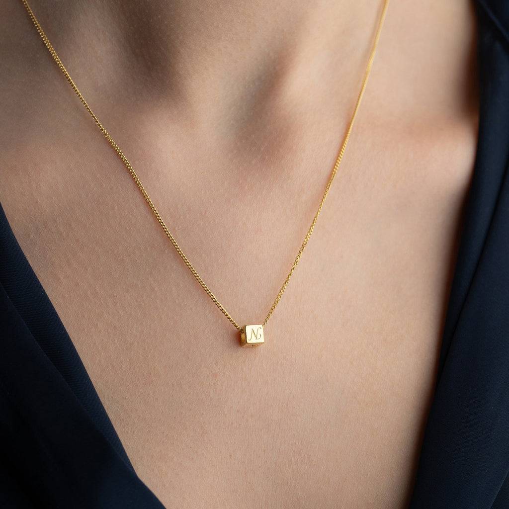 WÜRFEL BUCHSTABEN HALSKETTE aus 925 Silber - Eleganter Halskette - AURIME