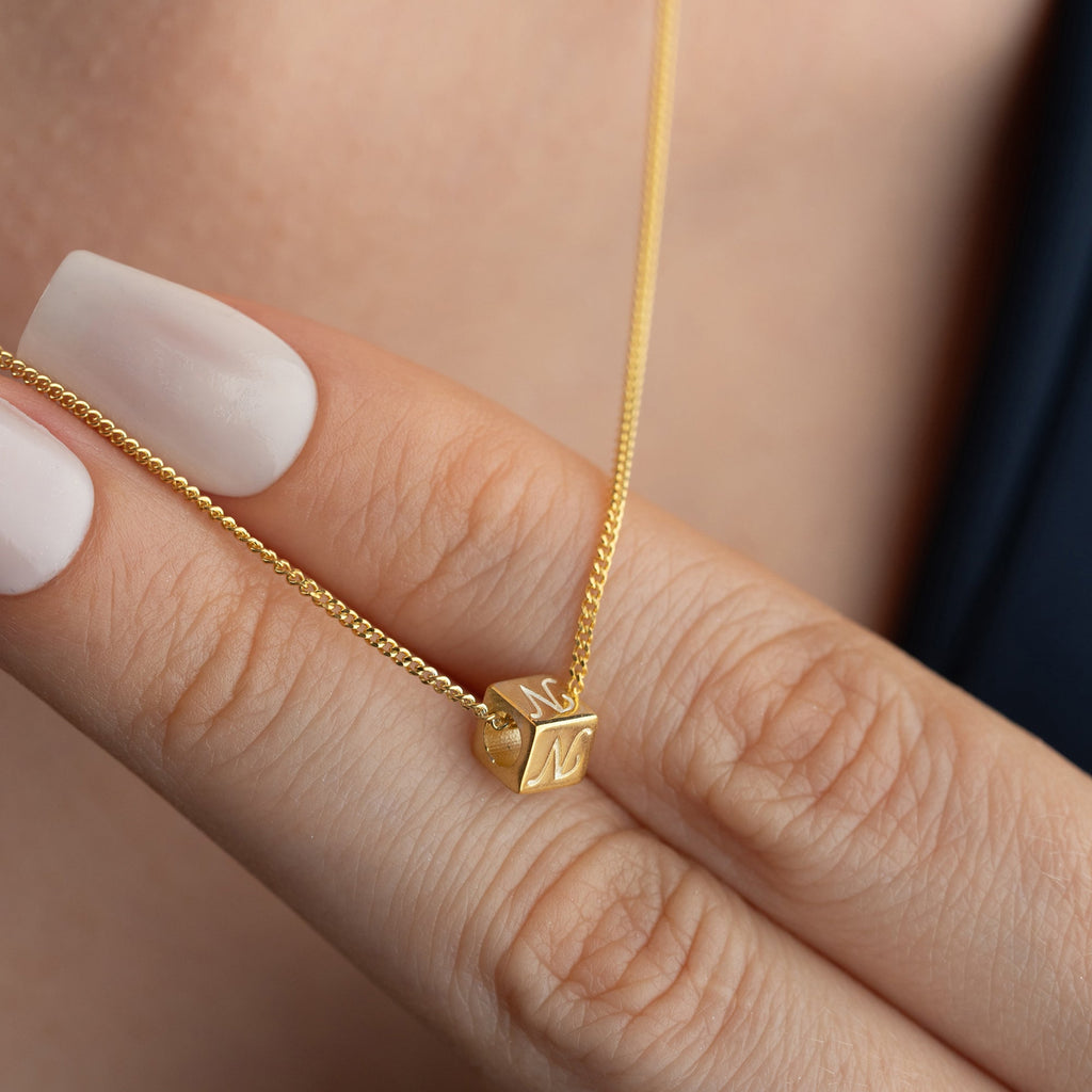 WÜRFEL BUCHSTABEN HALSKETTE aus 925 Silber - Eleganter Halskette - AURIME