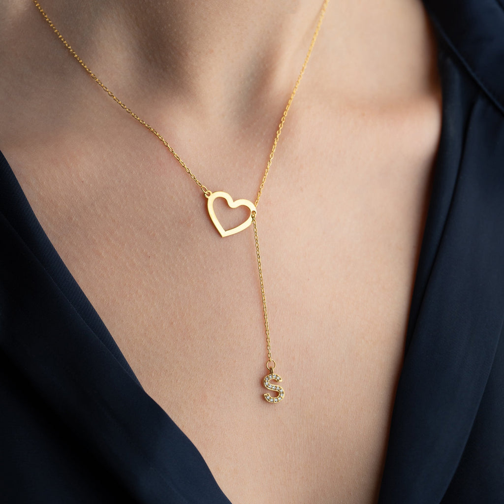 HERZ MIT INITALEN HALSKETTE | 925 SILBER