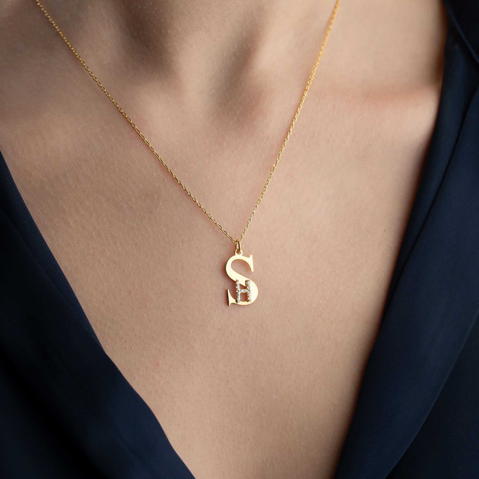 INITIALEN COMBO HALSKETTE aus 925 Silber - Eleganter Halskette - AURIME
