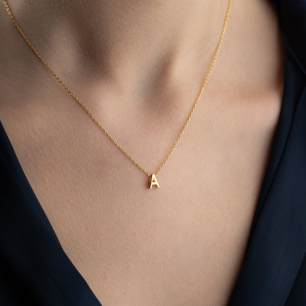 MINIMAL BUCHSTABEN HALSKETTE aus 925 Silber - Eleganter Halskette - AURIME