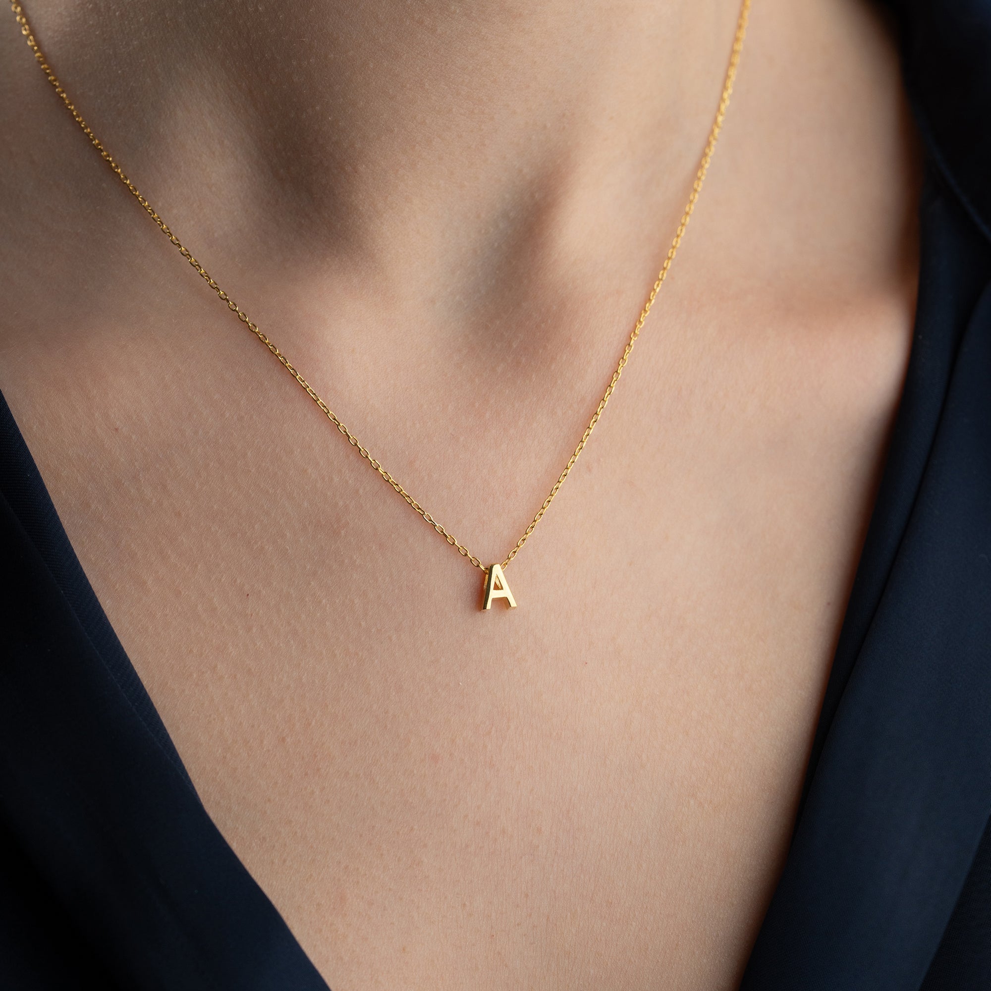 MINIMAL BUCHSTABEN HALSKETTE aus 925 Silber - Eleganter Halskette - AURIME