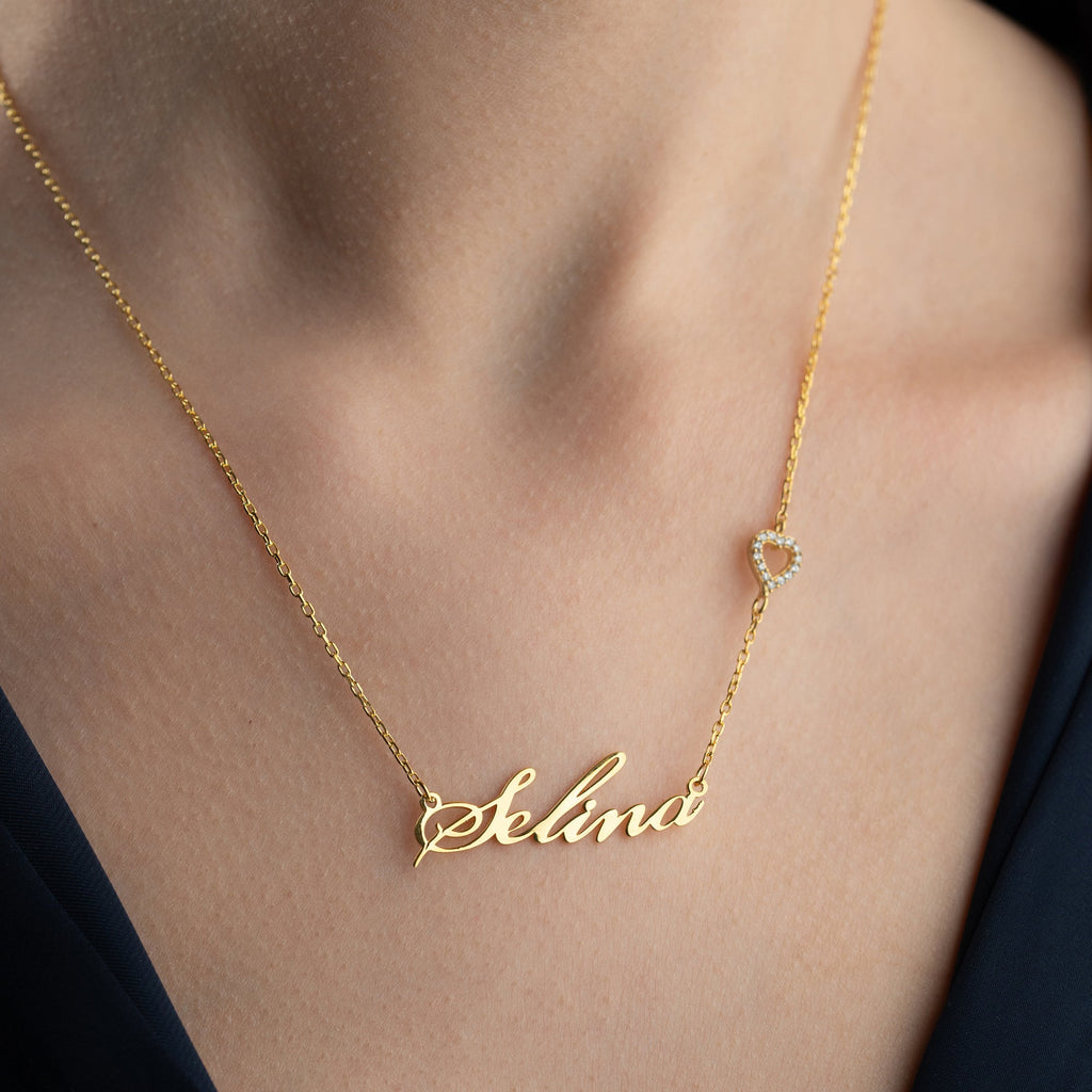 NAMENSKETTE MIT ZIRKONIA HERZ | 925 SILBER