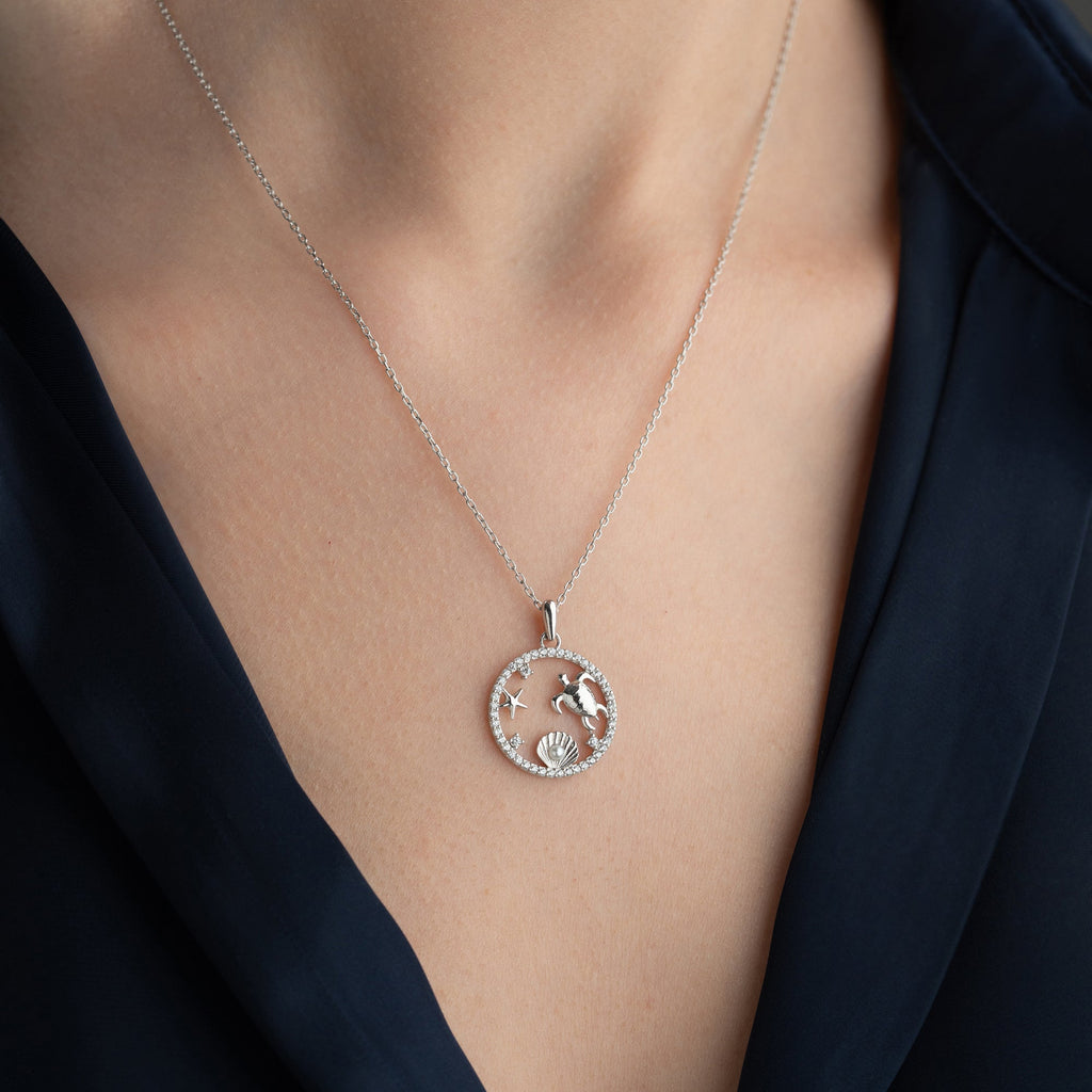 PEARL STRASS HALSKETTE aus 925 Silber - Eleganter Halskette - AURIME