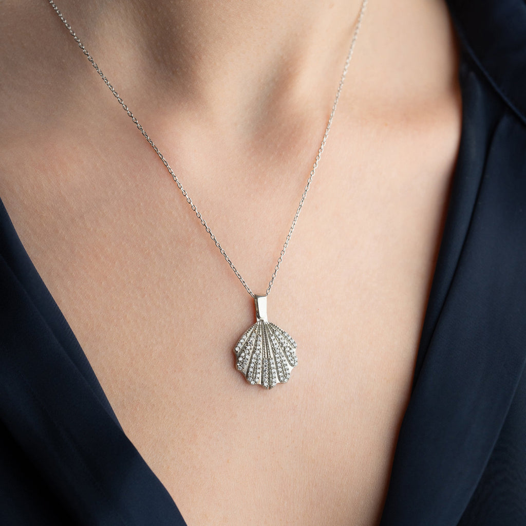 MUSCHEL-HALSKETTE MIT GRAVUR aus 925 Silber - Eleganter Halskette - AURIME