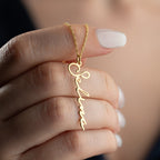 SIGNATUR SENKRECHTE NAMENSKETTE aus 925 Silber - Eleganter Halskette - AURIME