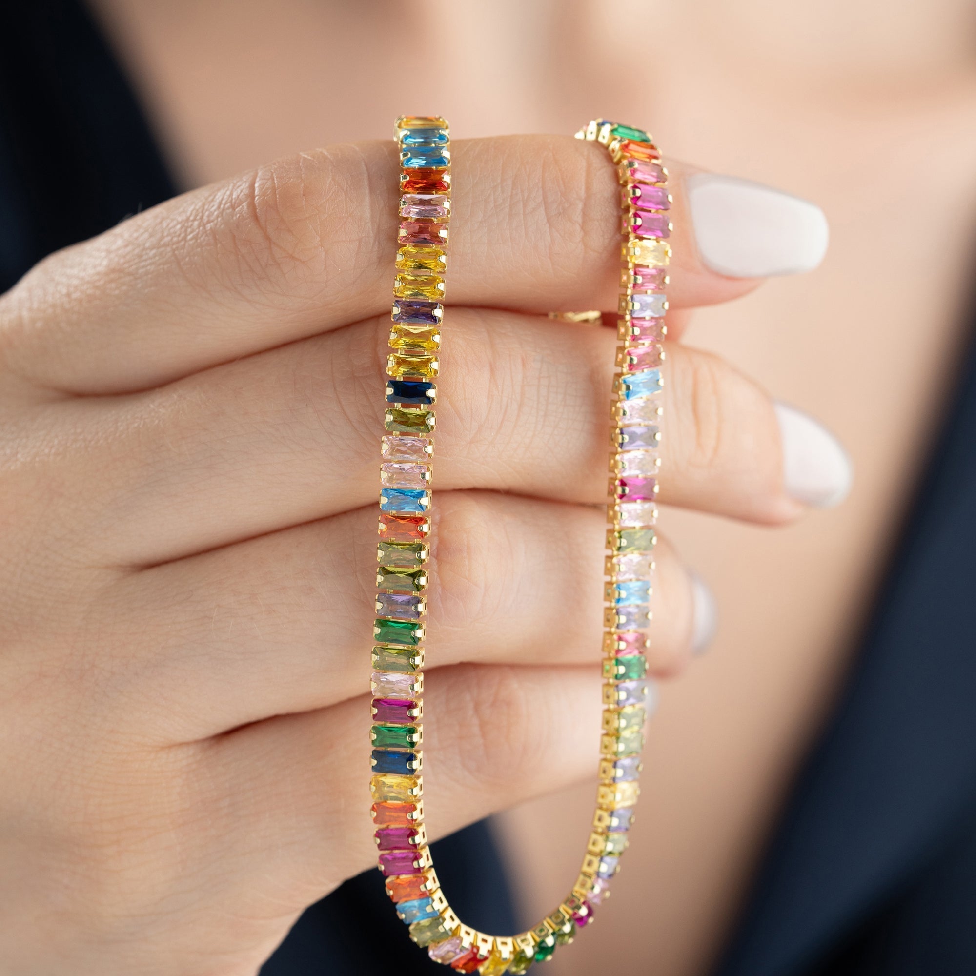 COLORFULL BAGEUTTE HALSKETTE aus 925 Silber - Eleganter Halskette - AURIME