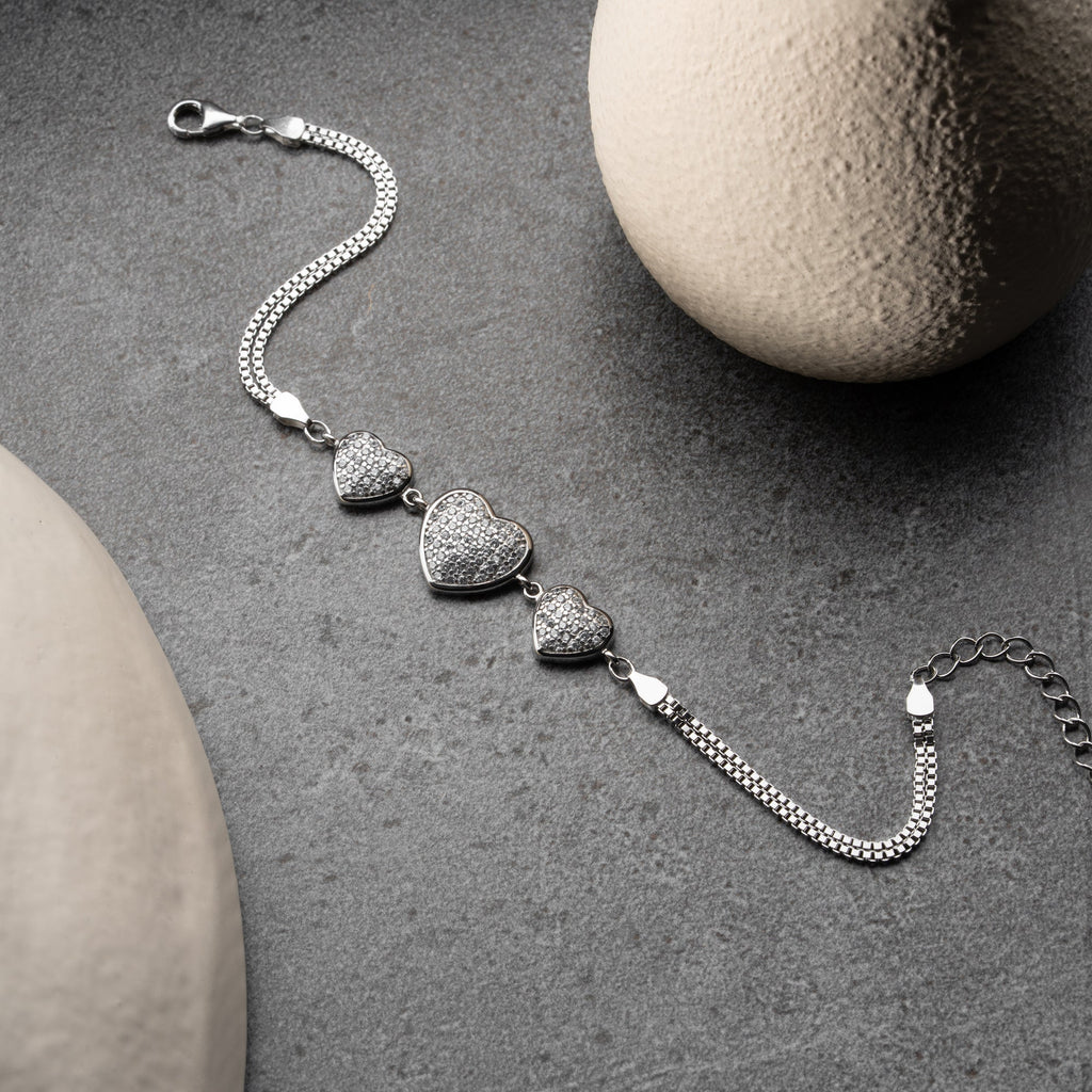 THREE HERZ ARMBAND | 925 SILBER