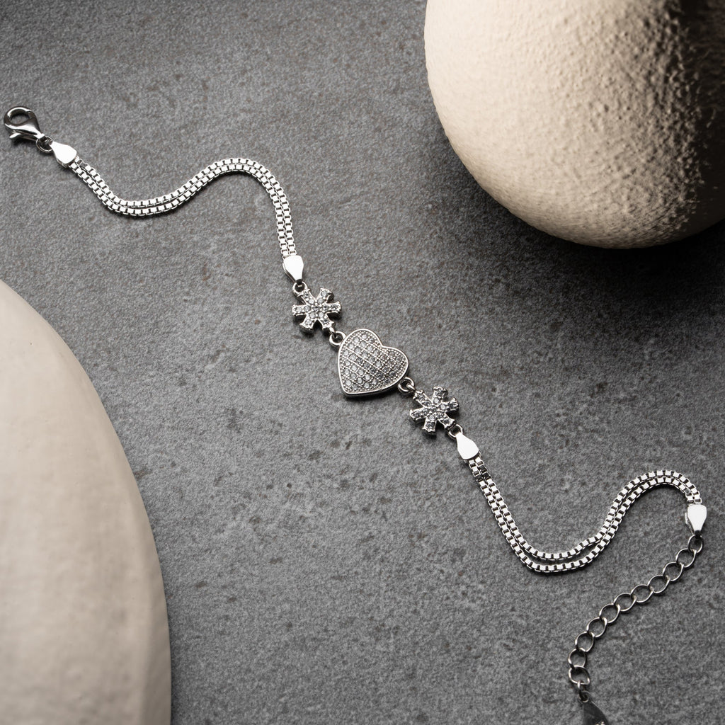 HERZ SCHNEEFLOCKE BLOOM ARMBAND | 925 SILBER