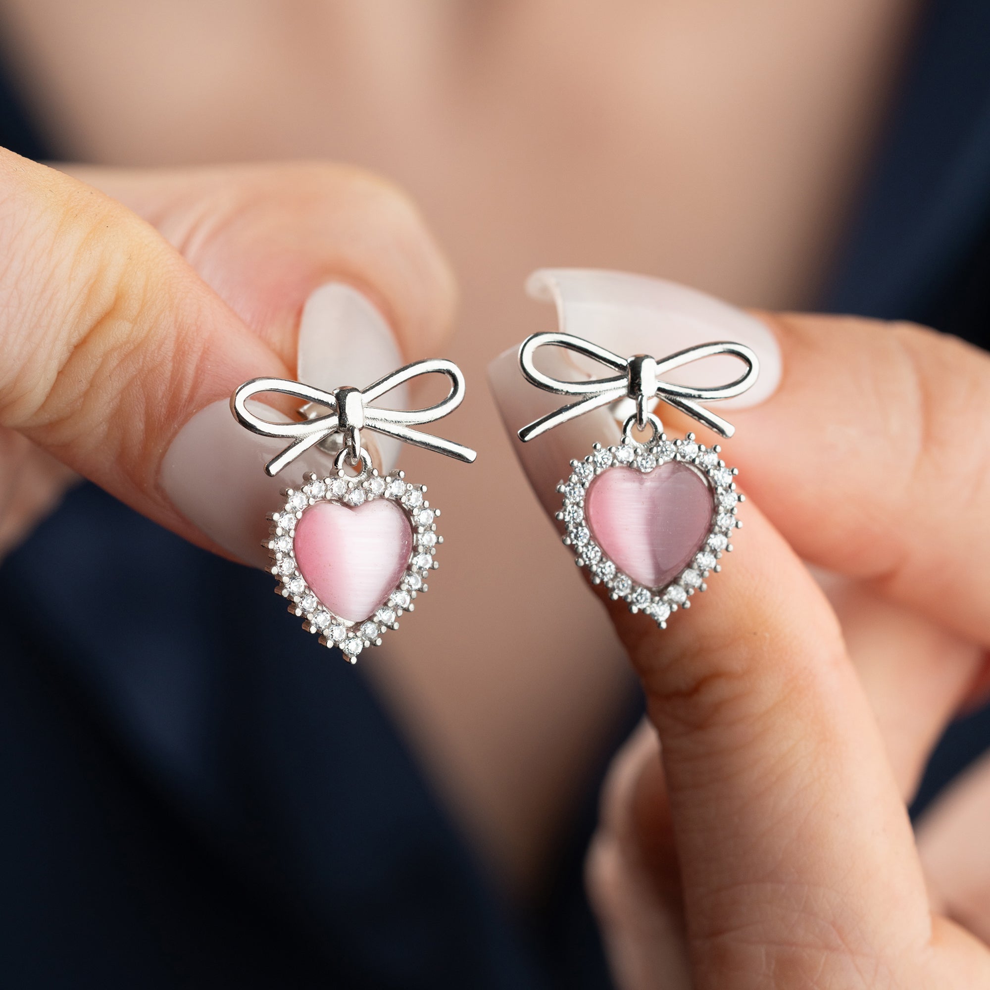 SCHLEIFE HERZ OHRRINGE aus 925 Silber - Eleganter Ohrringe - AURIME