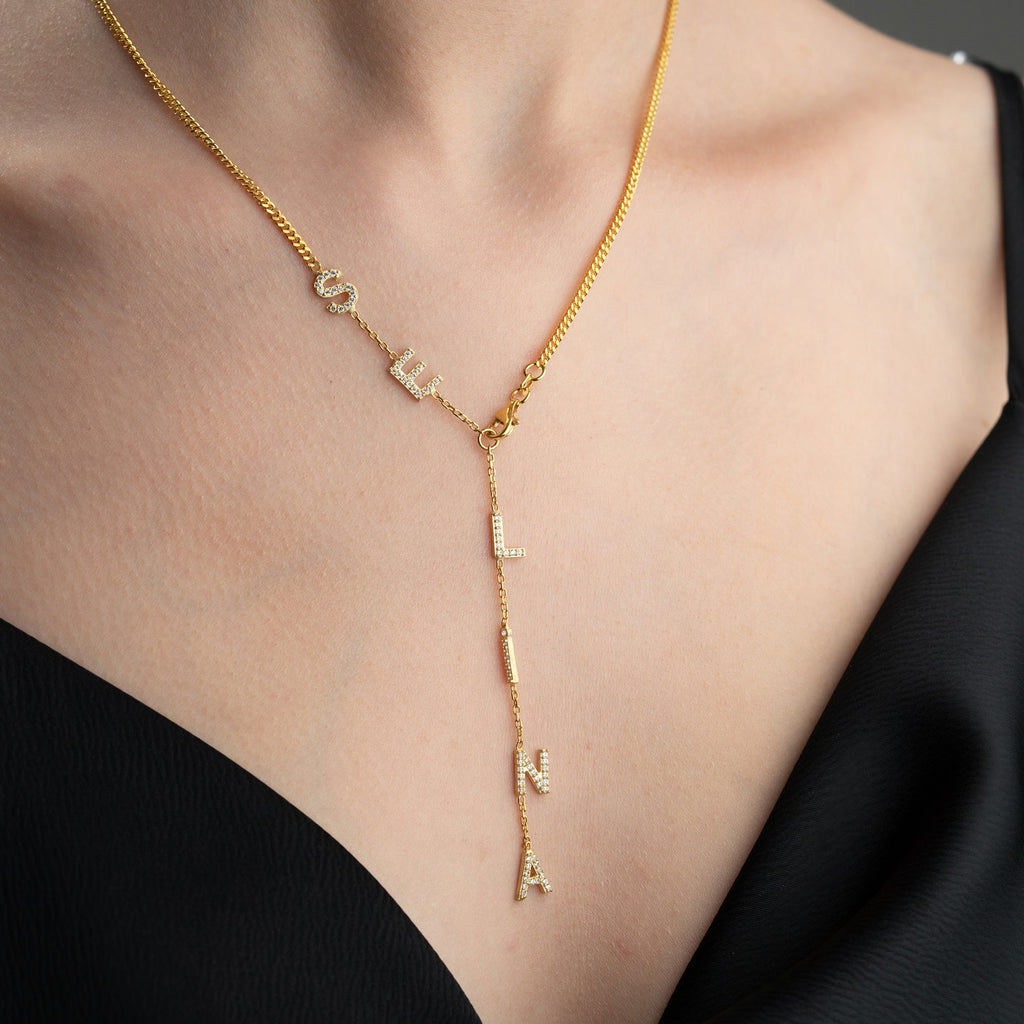 SOMMER NAMENSKETTE MIT ZIRKONIASTEIN | 925 SILBER