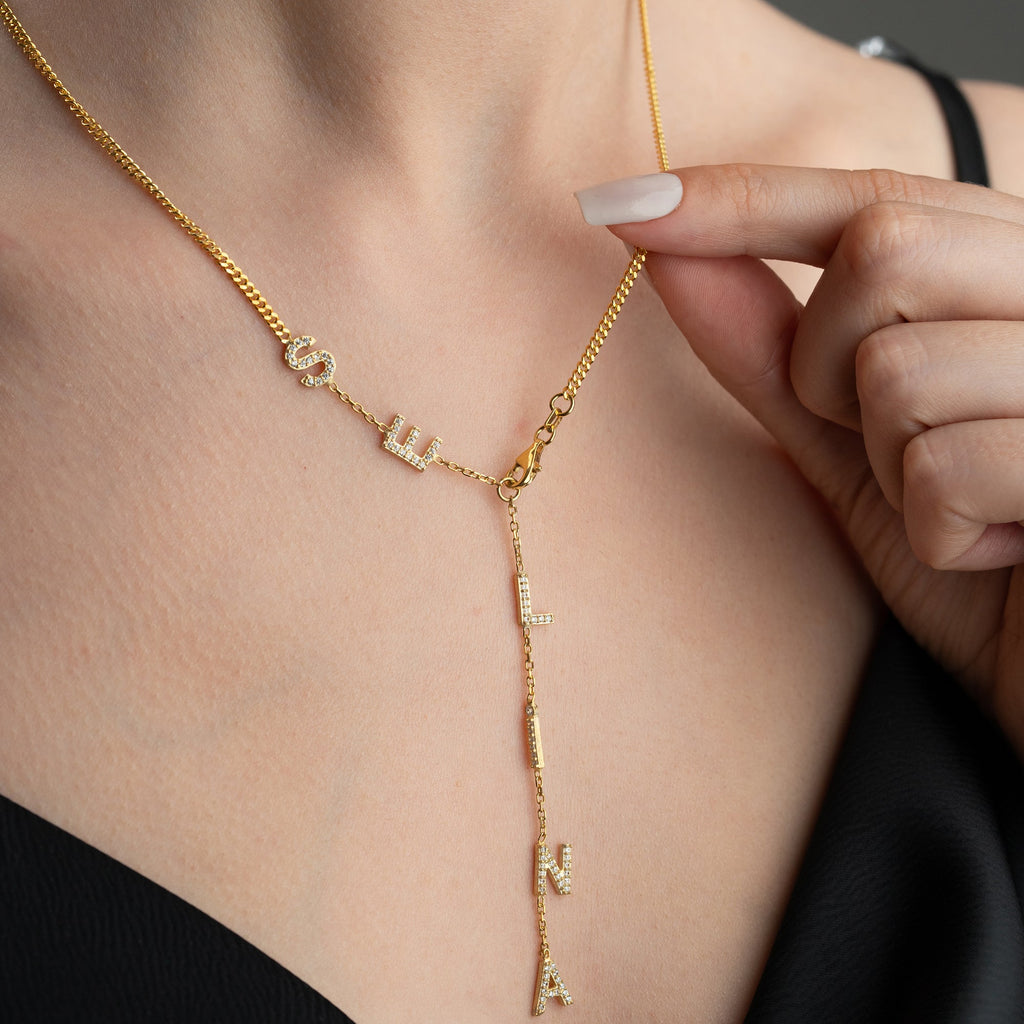 SOMMER NAMENSKETTE MIT ZIRKONIASTEIN | 925 SILBER