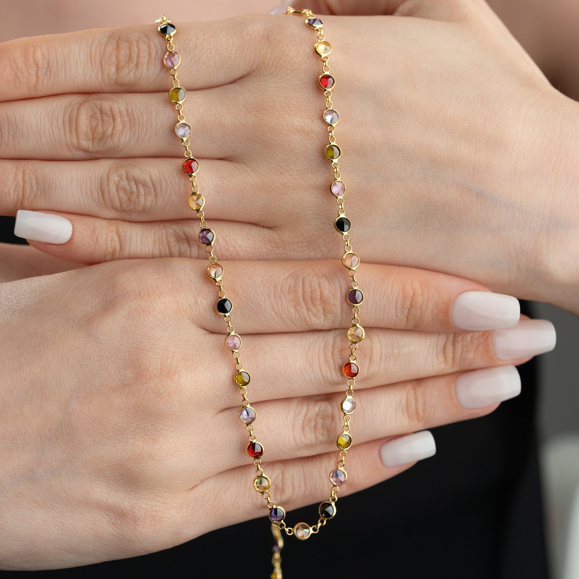 COLORFULL ZIRKONIA STEIN HALSKETTE aus 925 Silber - Eleganter Halskette - AURIME