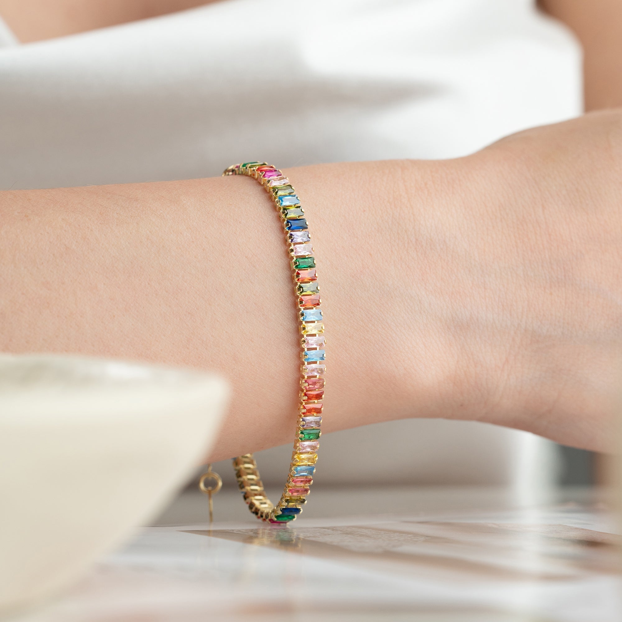 COLORFULL BAGUETTE ARMBAND aus 925 Silber - Eleganter Armband - AURIME