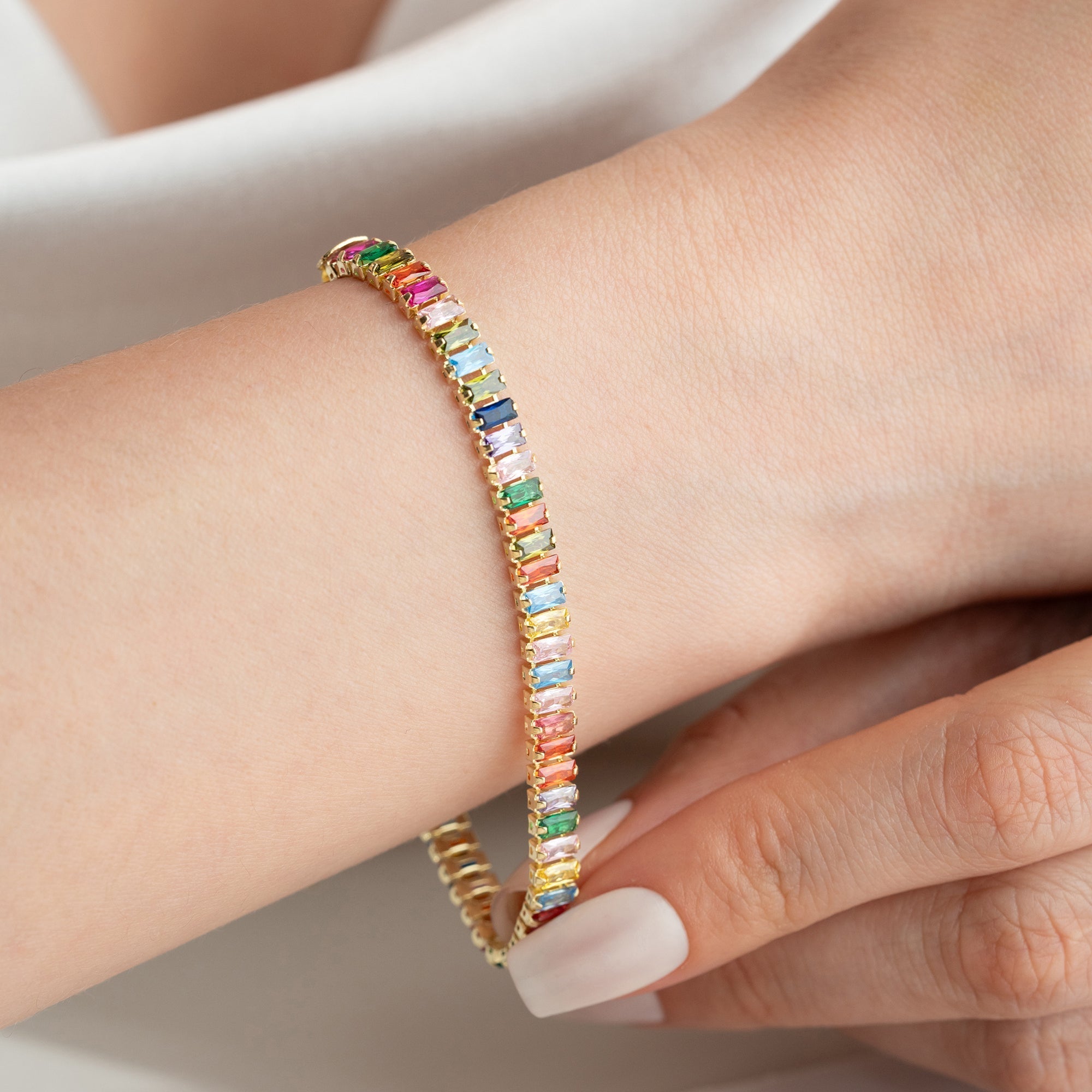 COLORFULL BAGUETTE ARMBAND aus 925 Silber - Eleganter Armband - AURIME