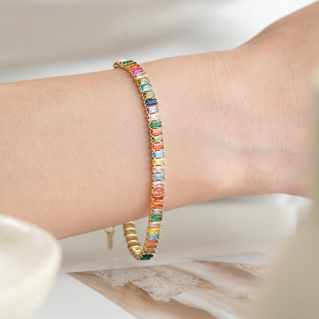 COLORFULL BAGUETTE ARMBAND aus 925 Silber - Eleganter Armband - AURIME