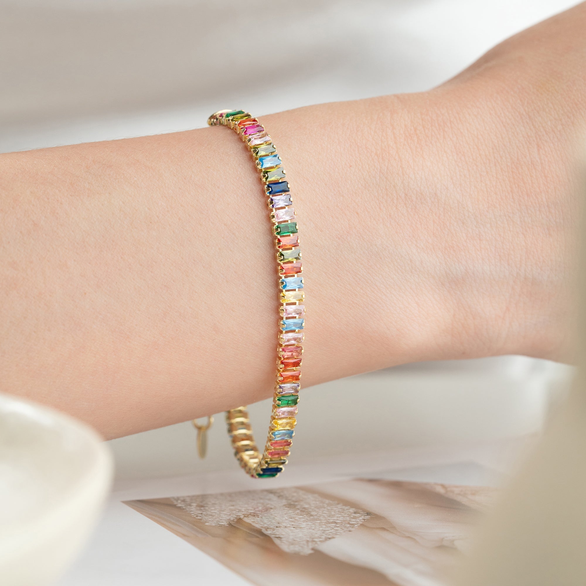 COLORFULL BAGUETTE ARMBAND aus 925 Silber - Eleganter Armband - AURIME