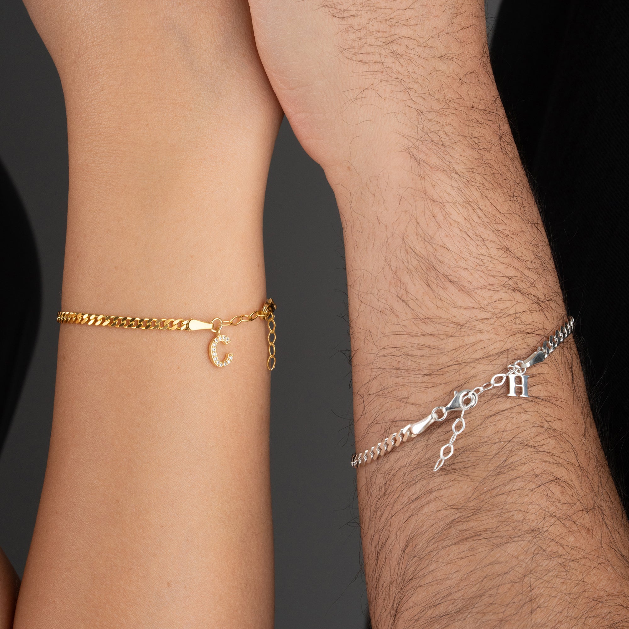 GOURMET BUCHSTABEN PARTNERARMBAND | 925 SILBER