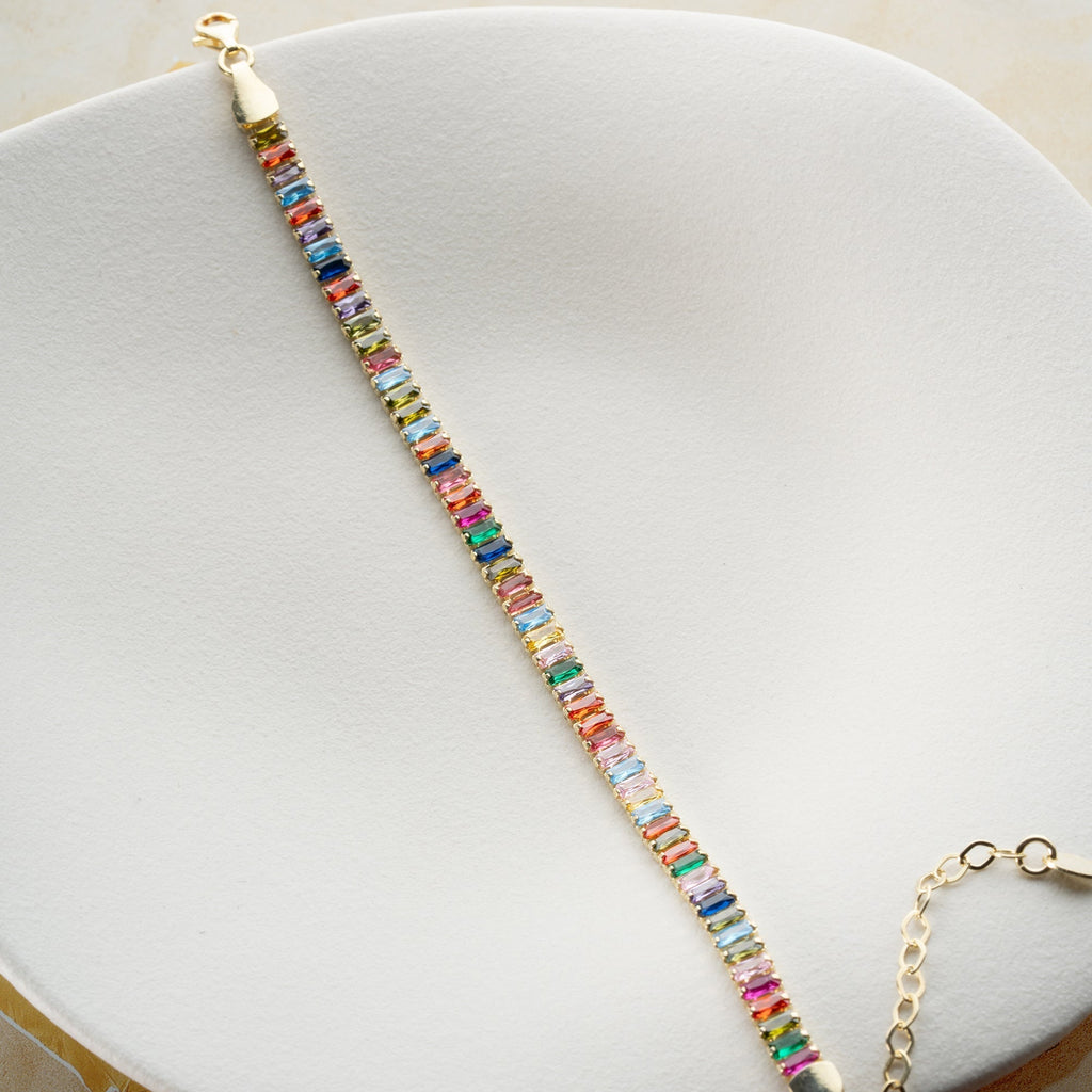 COLORFULL BAGUETTE ARMBAND aus 925 Silber - Eleganter Armband - AURIME
