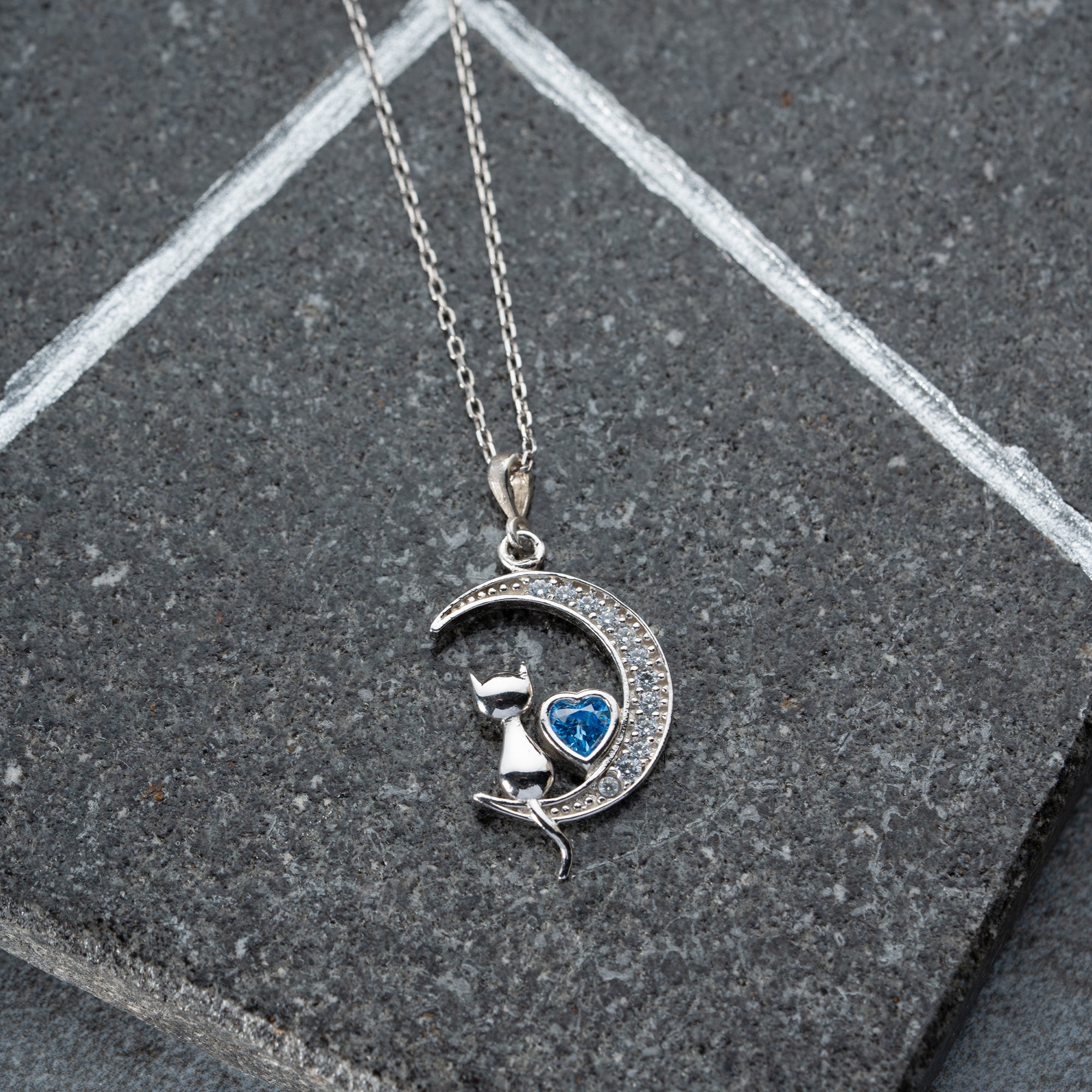 CAT MOON HALSKETTE aus 925 Silber - Eleganter Halskette - AURIME