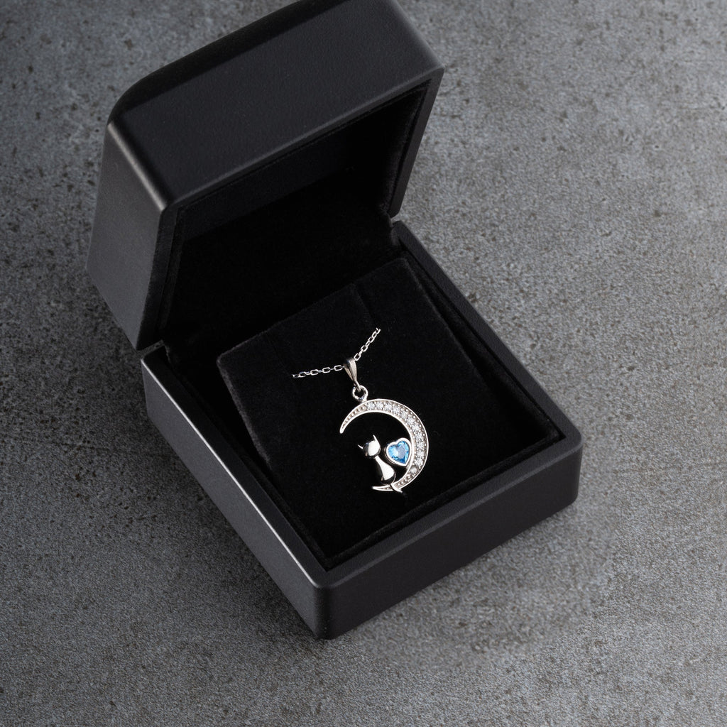 CAT MOON HALSKETTE aus 925 Silber - Eleganter Halskette - AURIME
