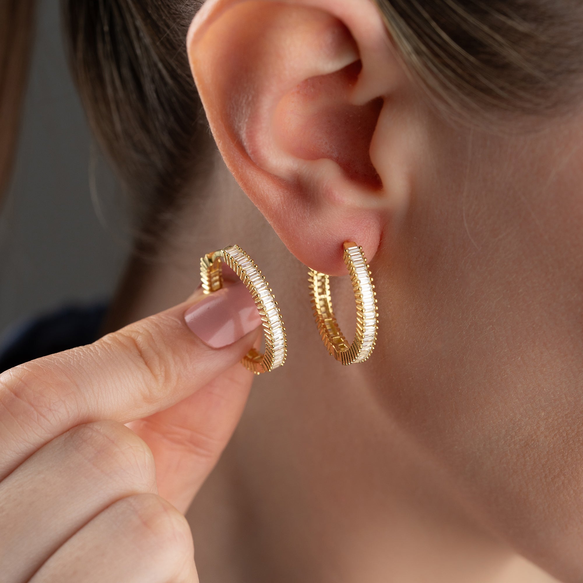 BIG MINI BAGUETTE OHRRINGE | 925 SILBER