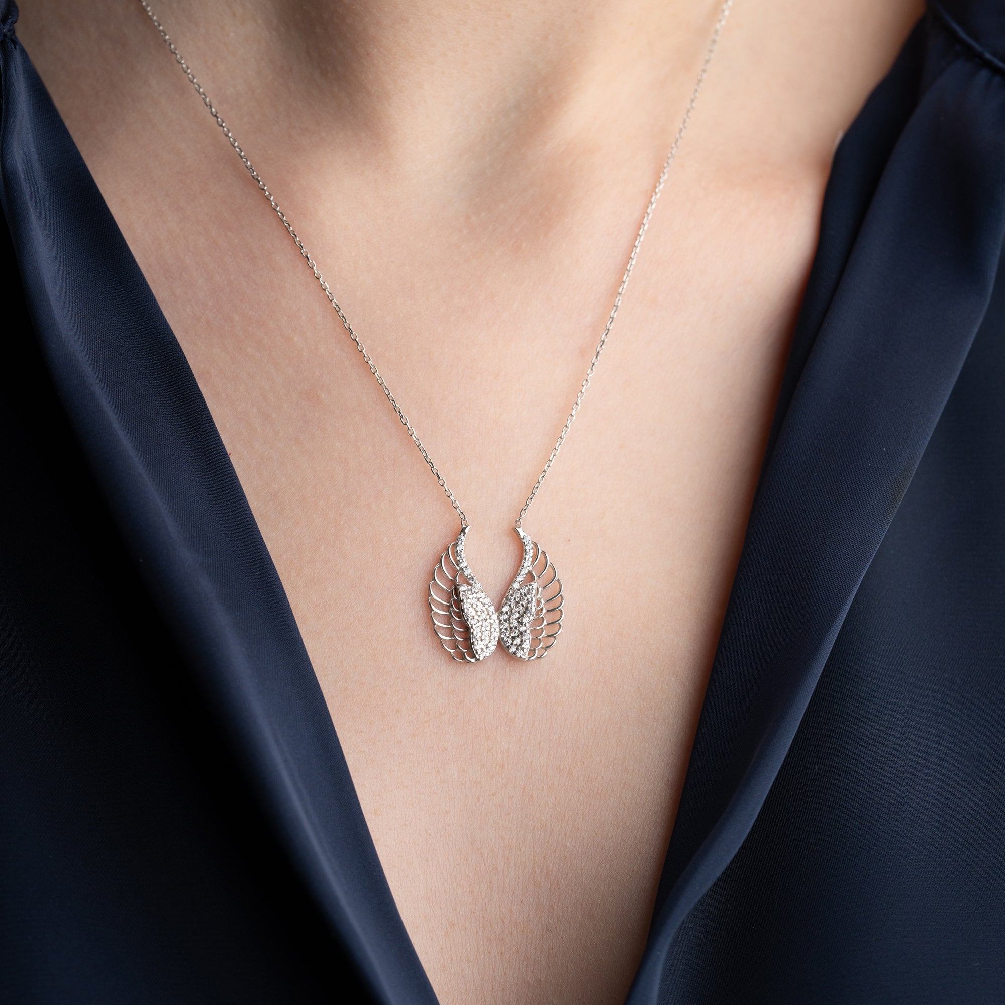 ENGELSFLÜGEL HALSKETTE aus 925 Silber - Eleganter Halskette - AURIME