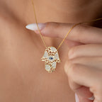 FATIMAS HAND MIT NAZAR & ZIRKONIA HALSKETTE | 925 SILBER