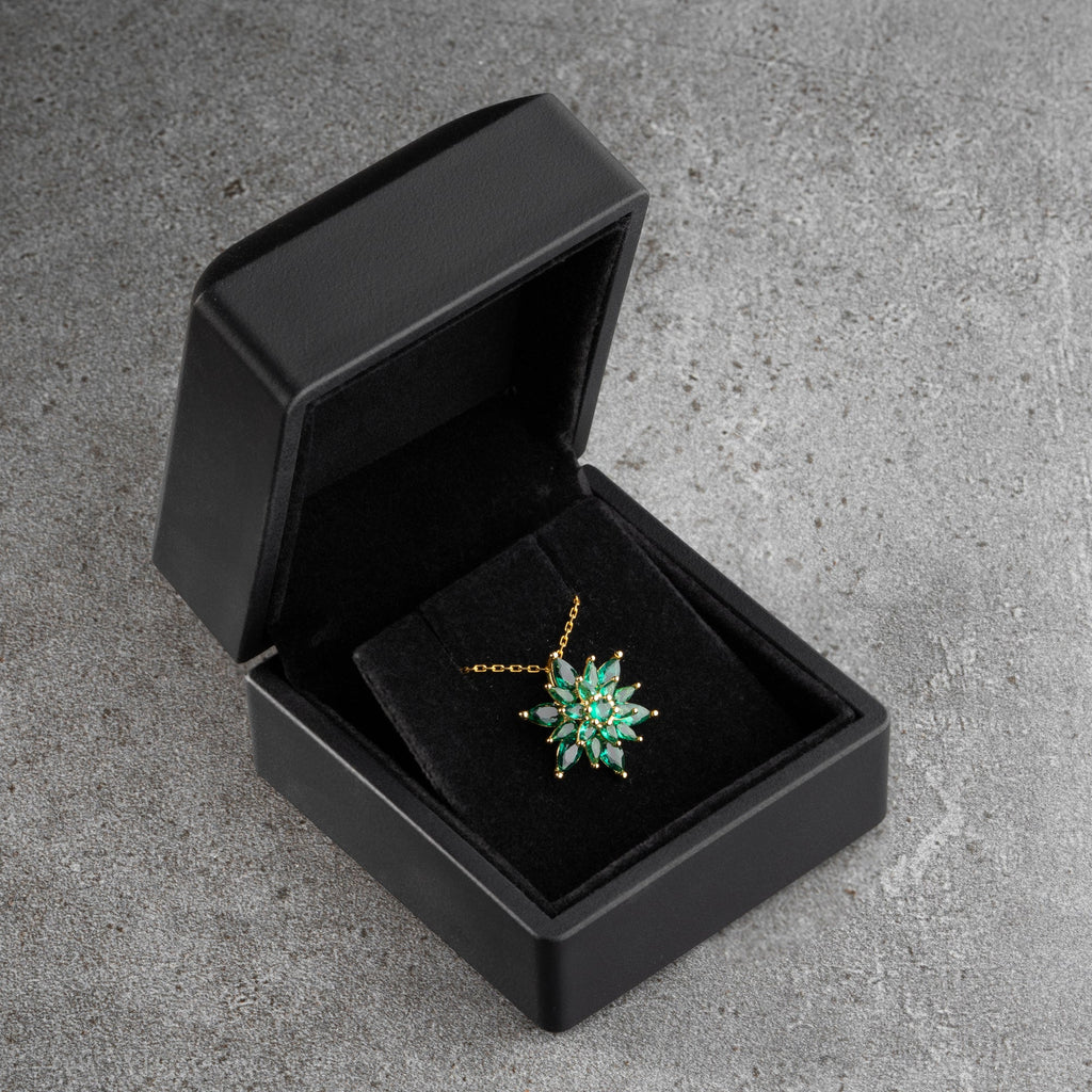 GRÜN LOTUS HALSKETTE aus 925 Silber - Eleganter Halskette - AURIME