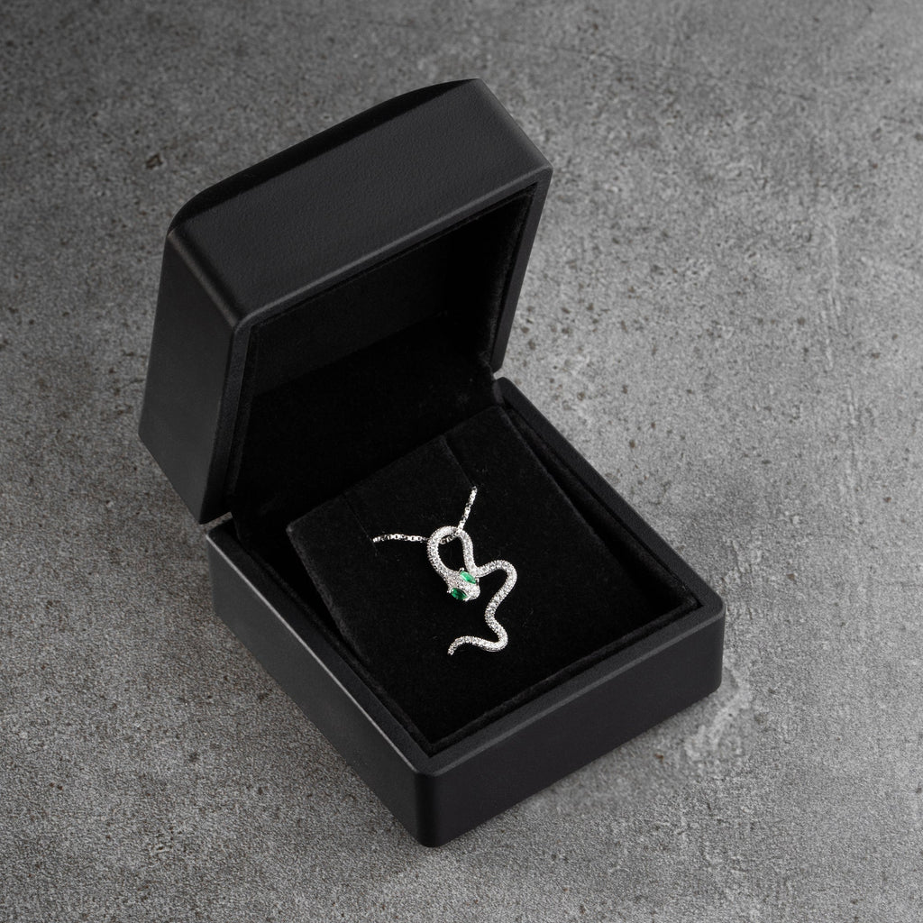 GRÜNE SNAKE HALSKETTE aus 925 Silber - Eleganter Halskette - AURIME