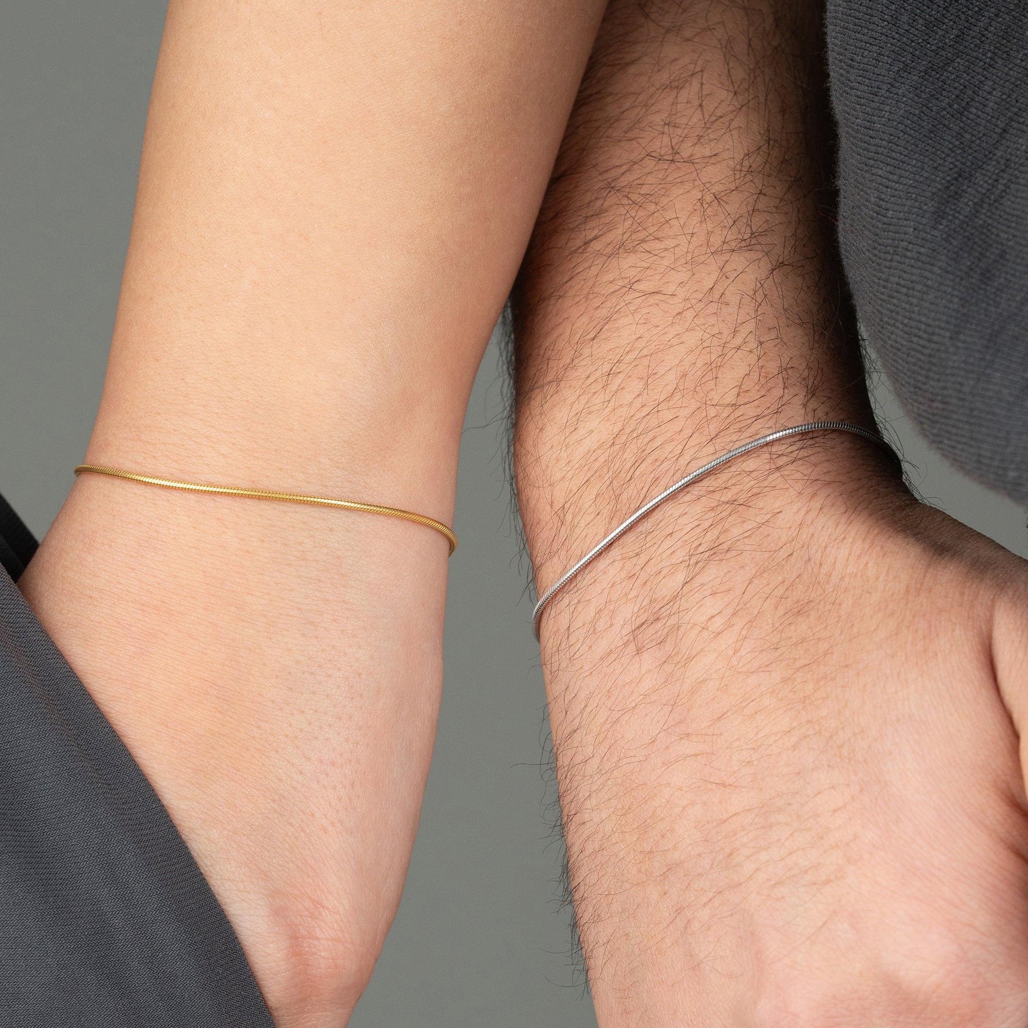 SLIM SNAKE SKIN BUCHSTABEN PARTNERARMBAND  | 925 SILBER