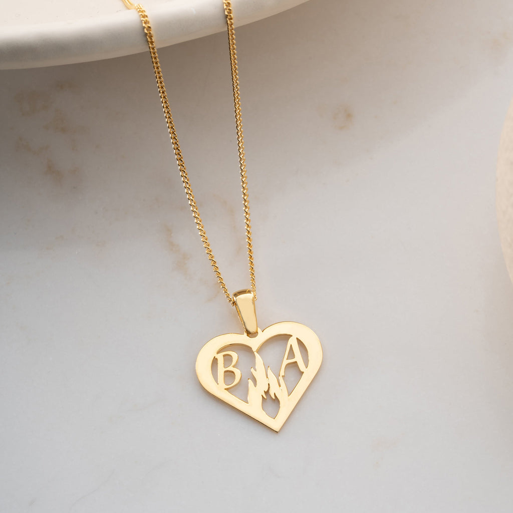 DOUBLE LETTER HEART HALSKETTE| 925 SILBER
