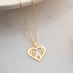 DOUBLE LETTER HEART HALSKETTE| 925 SILBER