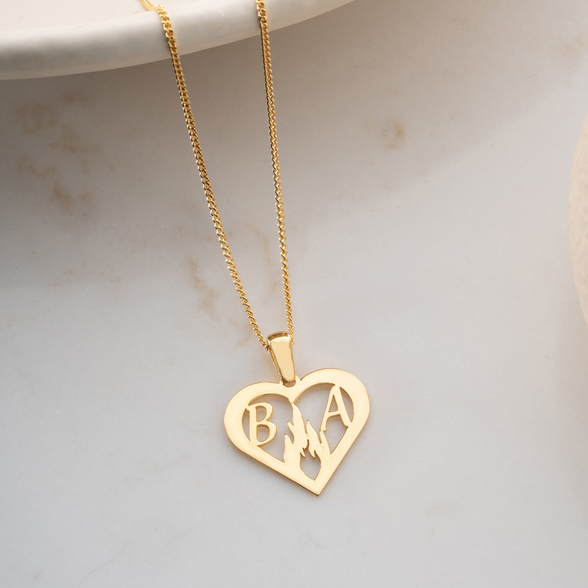 DOUBLE LETTER HEART HALSKETTE| 925 SILBER