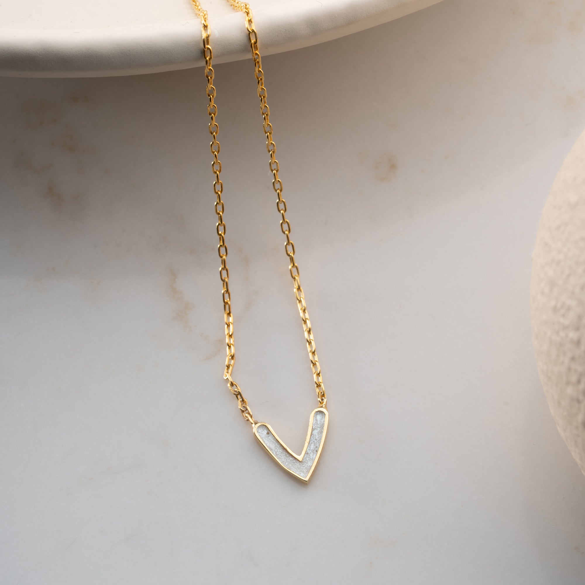 MINIMAL WEISSE HEART NECKLACE | 925 SILBER