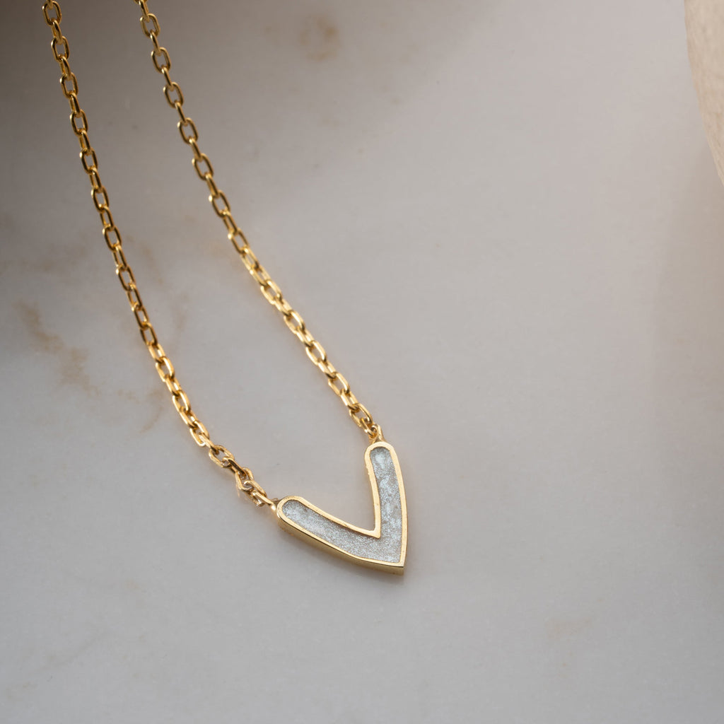 MINIMAL WEISSE HEART NECKLACE | 925 SILBER
