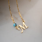 BUCHSTABENKETTE MIT BLAUE AUGE | 925 SILBER