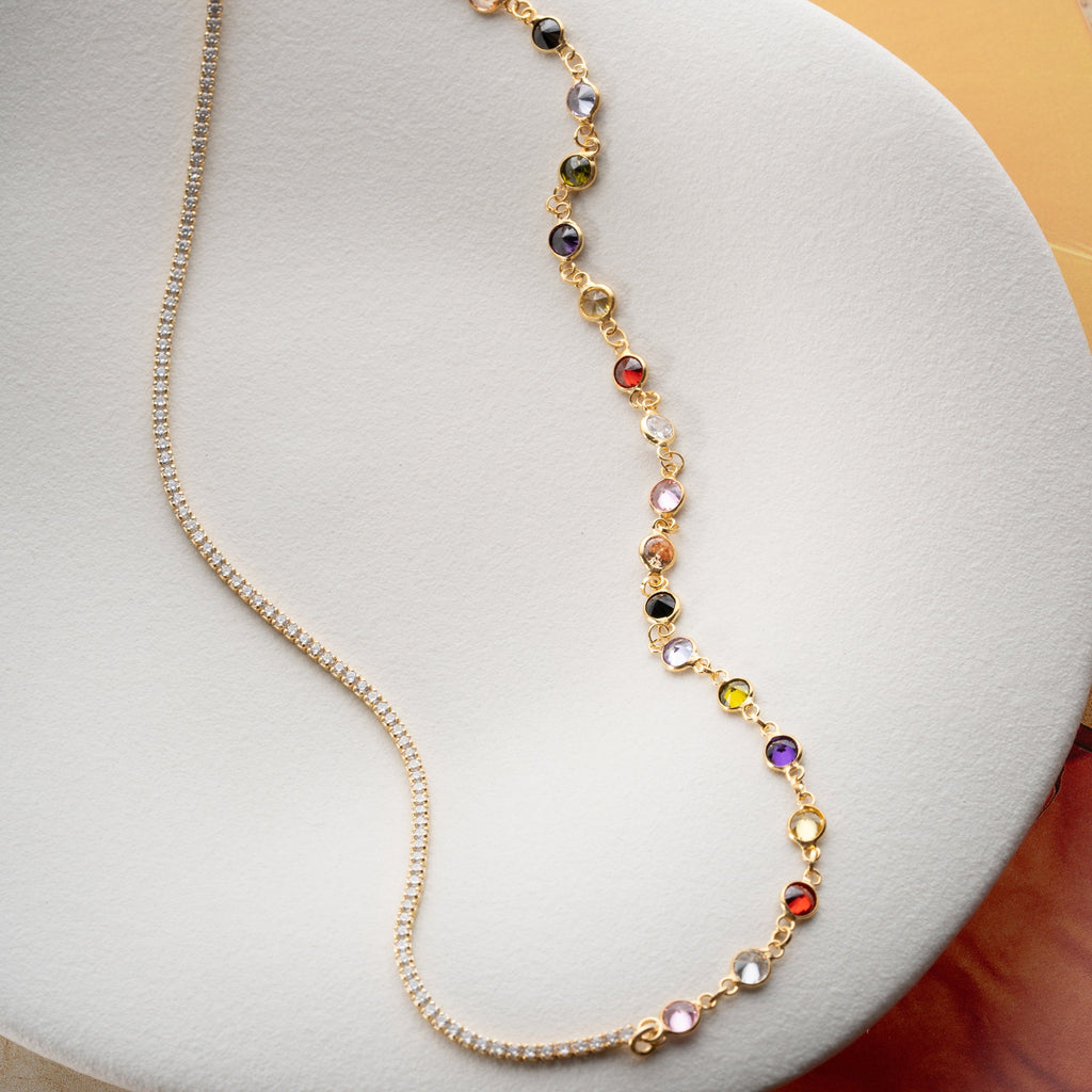 ICED X COLORFULL KETTE aus 925 Silber - Eleganter Halskette - AURIME