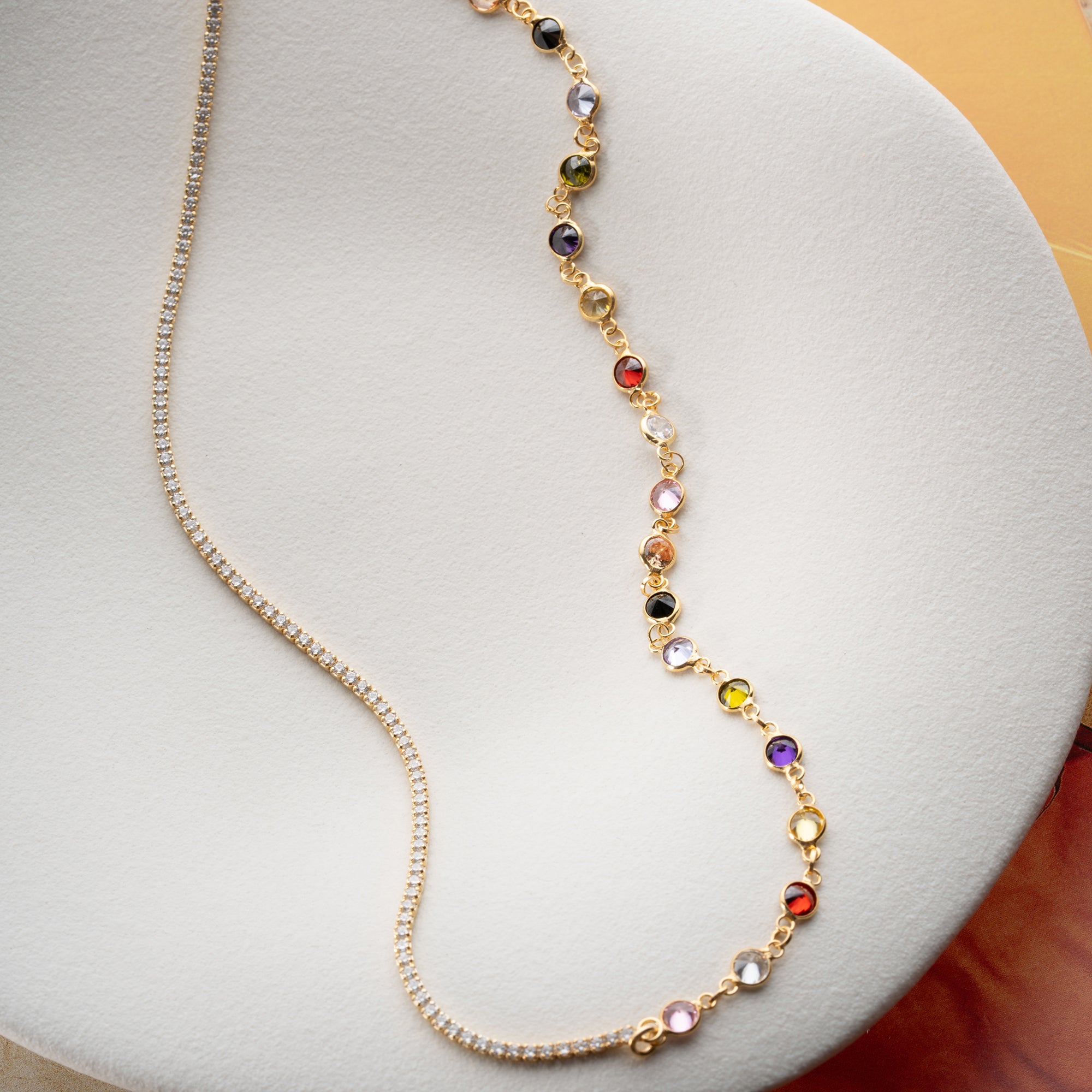 ICED X COLORFULL KETTE aus 925 Silber - Eleganter Halskette - AURIME