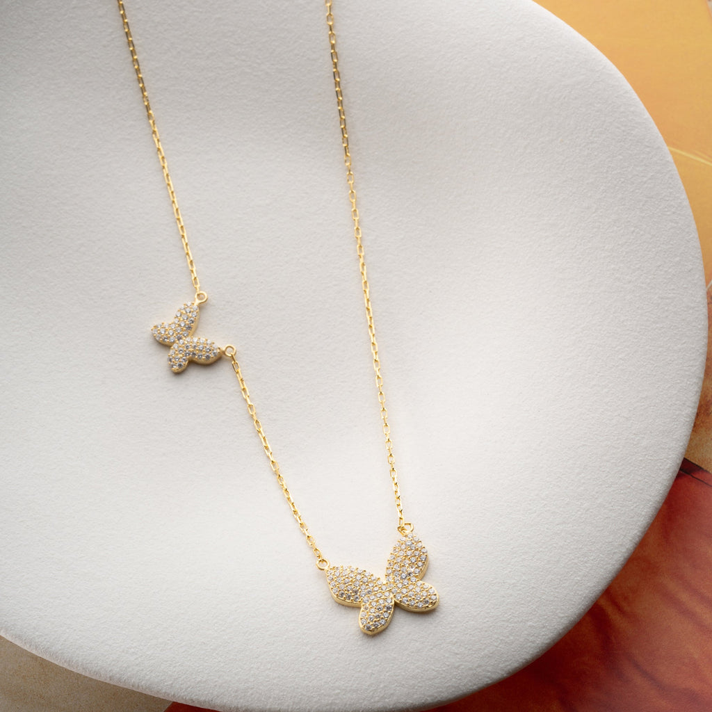 BUTTERFLY DUO NECKLACE aus 925 Silber - Hochwertiger Schmuck - AURIME
