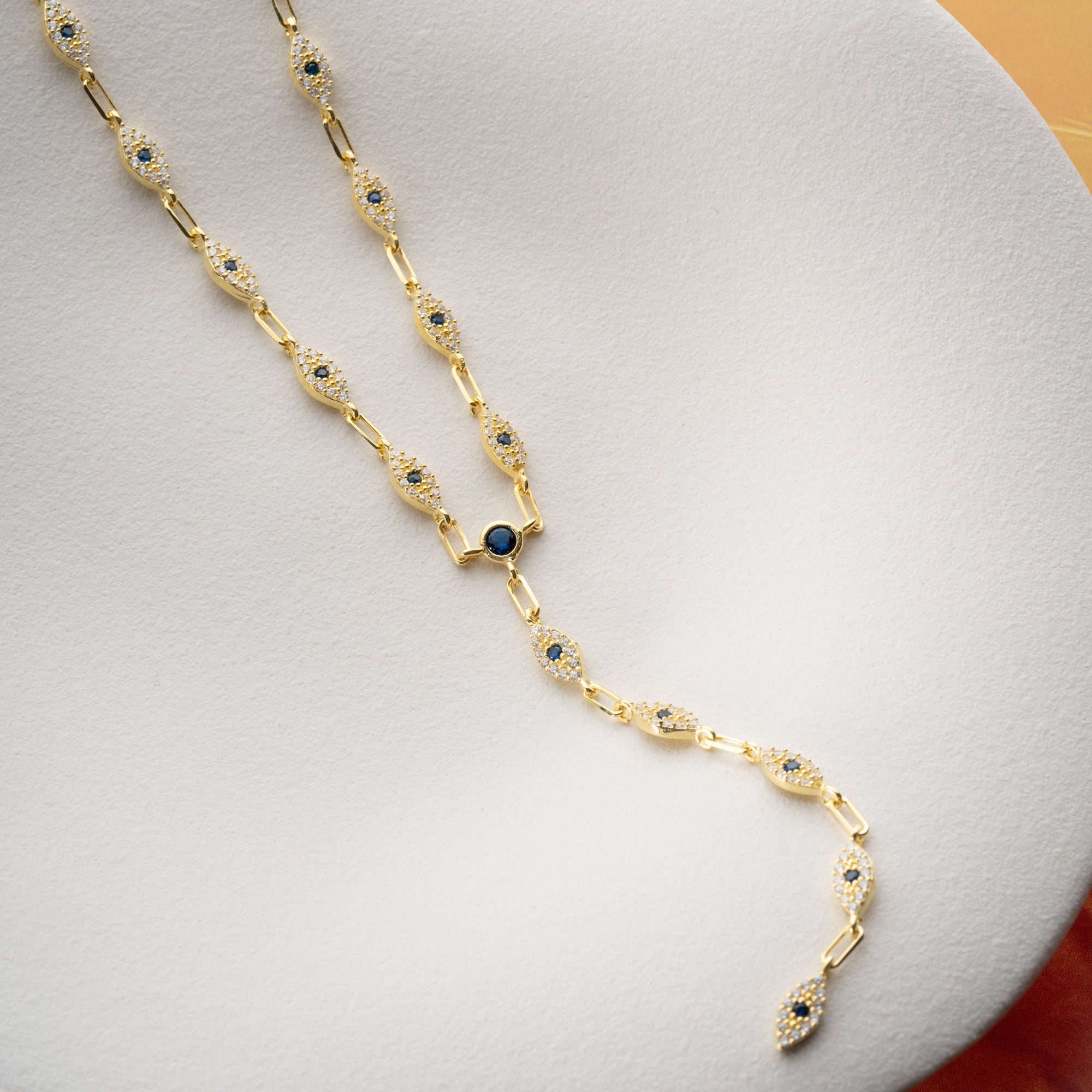 MINI BLUE EYE Y KETTE aus 925 Silber - Eleganter Halskette - AURIME