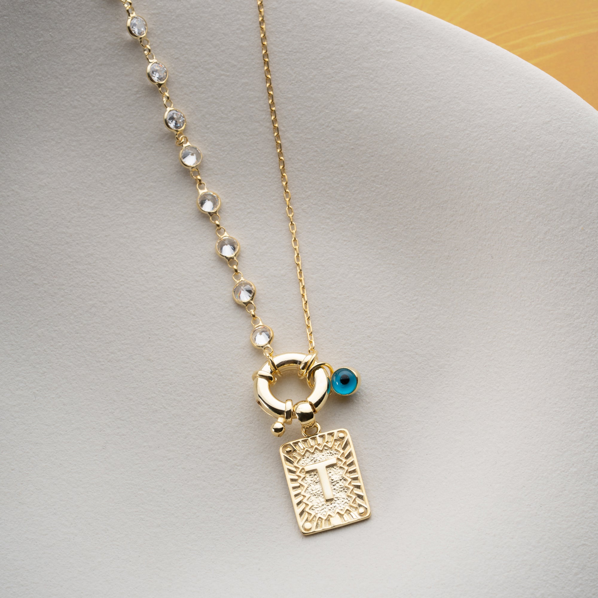 CHAIN DESIGN ICED BUCHSTABE MIT NAZAR aus 925 Silber - Hochwertiger Schmuck - AURIME