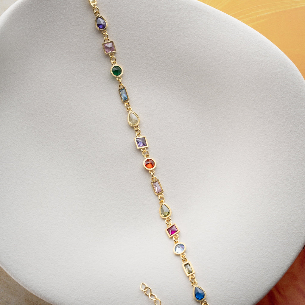 ASYMMETRISCHES FARBIGES ARMBAND | 925 SILBER