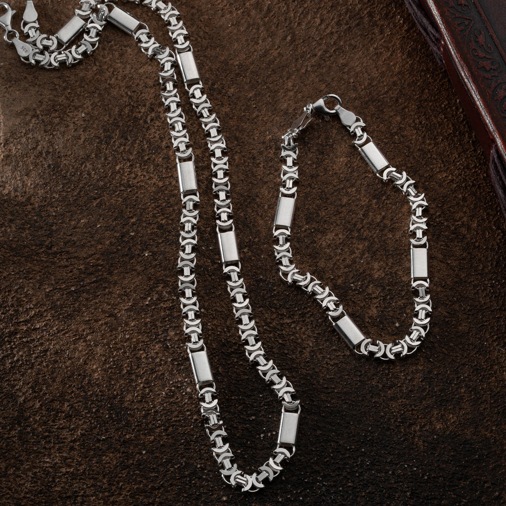 PLATTENKÖNIGSKETTE FLACH SET 6 MM aus 925 Silber - Eleganter Halskette - AURIME