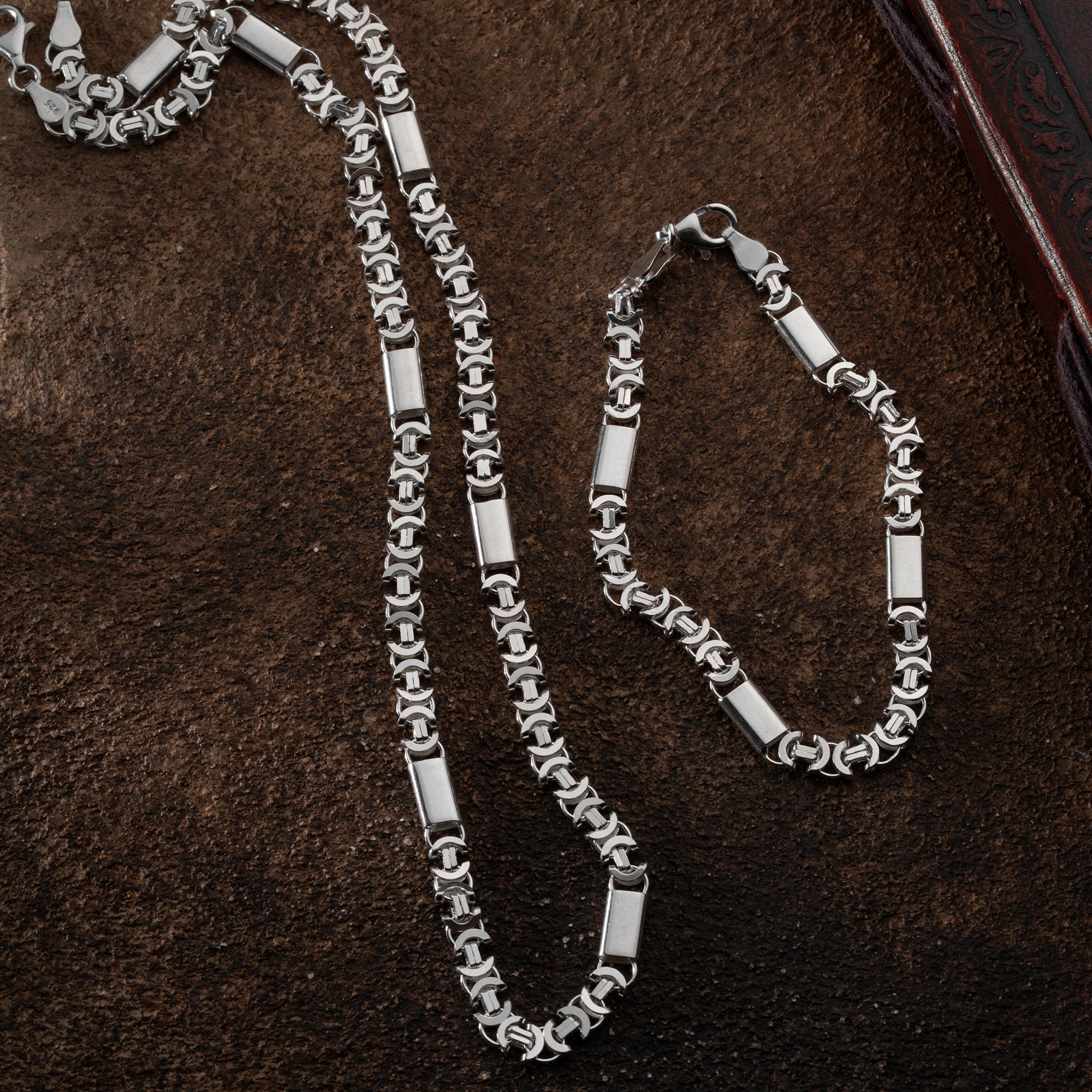 PLATTENKÖNIGSKETTE FLACH SET 6 MM aus 925 Silber - Eleganter Halskette - AURIME